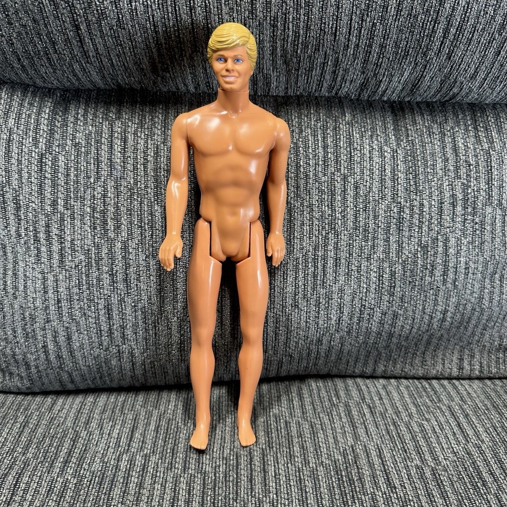 Vintage 1968 Mattel Ken Doll Blonde Hair Blue Eyes Malaysia Straight Arms Tan